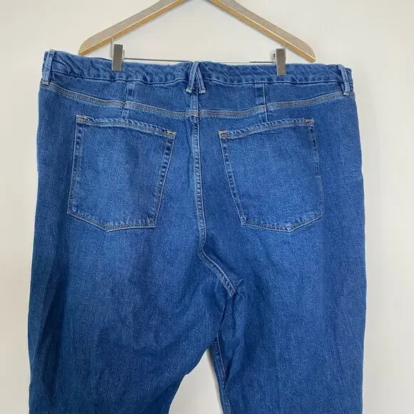 GOOD AMERICAN Good Icon Indigo Wash Crop Straight Leg Jeans Plus Size 24 - Picture 8 of 9